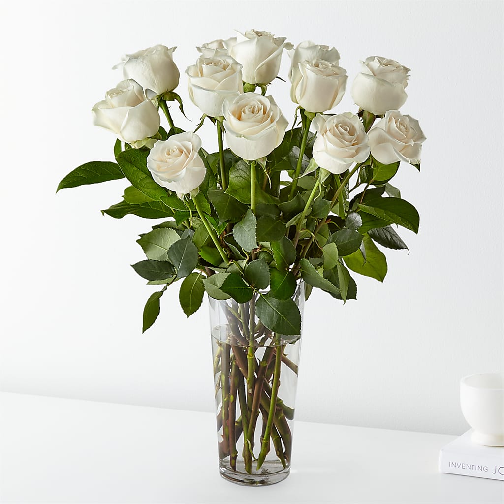 Long Stem White Rose Bouquet – Seasons Design Studio-fmi, Houston TX