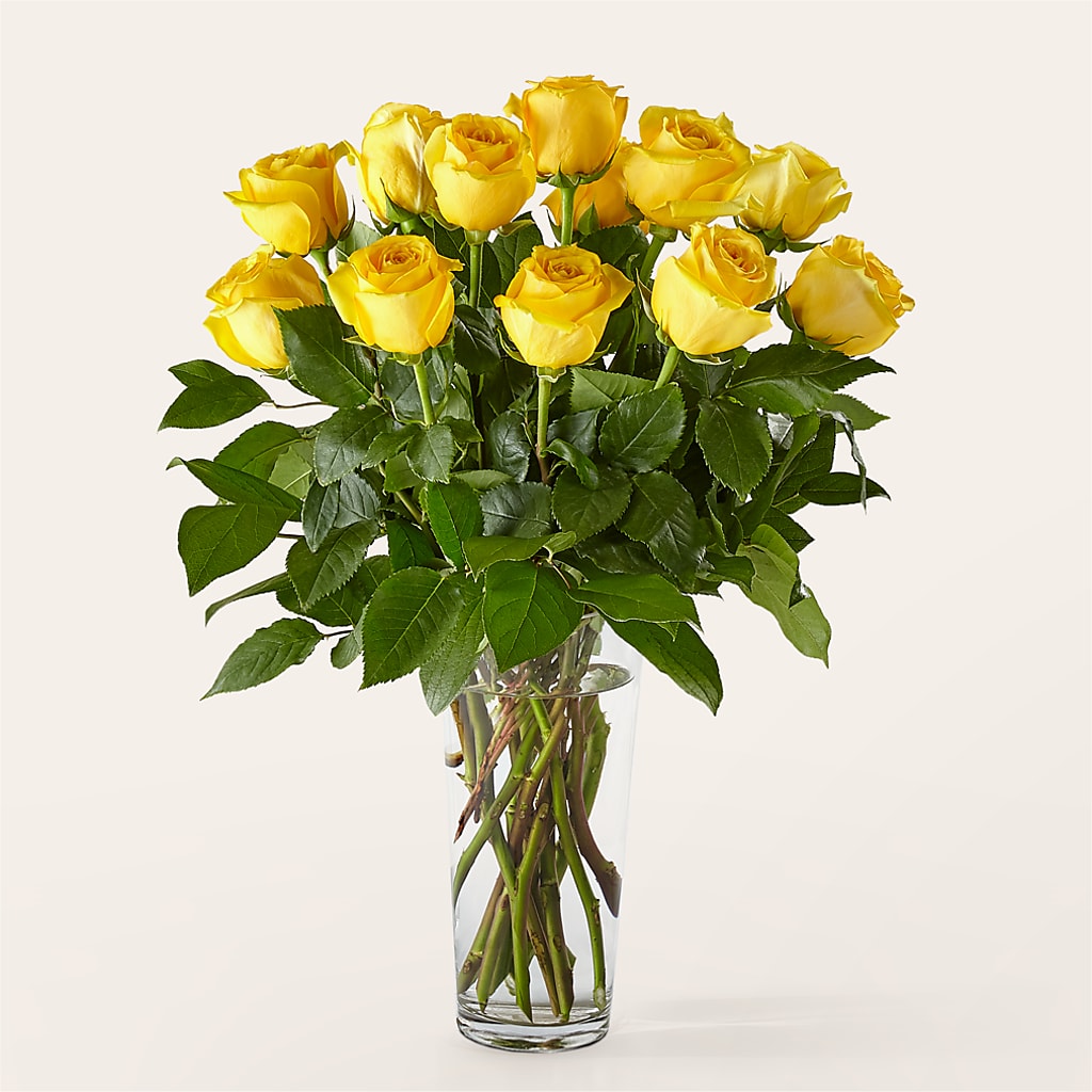 Long Stem Yellow Rose Bouquet – Seasons Design Studio-fmi, Houston TX