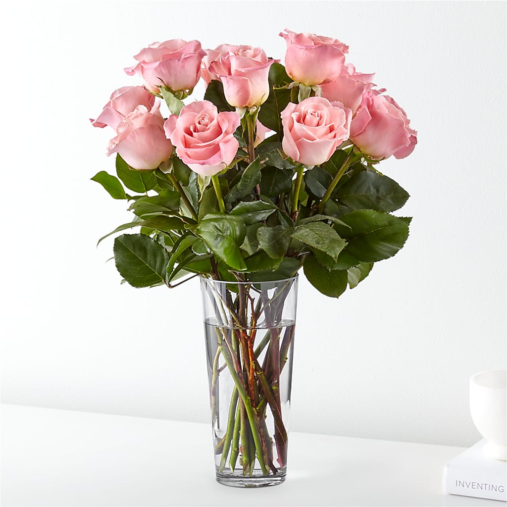 Long Stem Pink Rose Bouquet – Seasons Design Studio-fmi, Houston TX