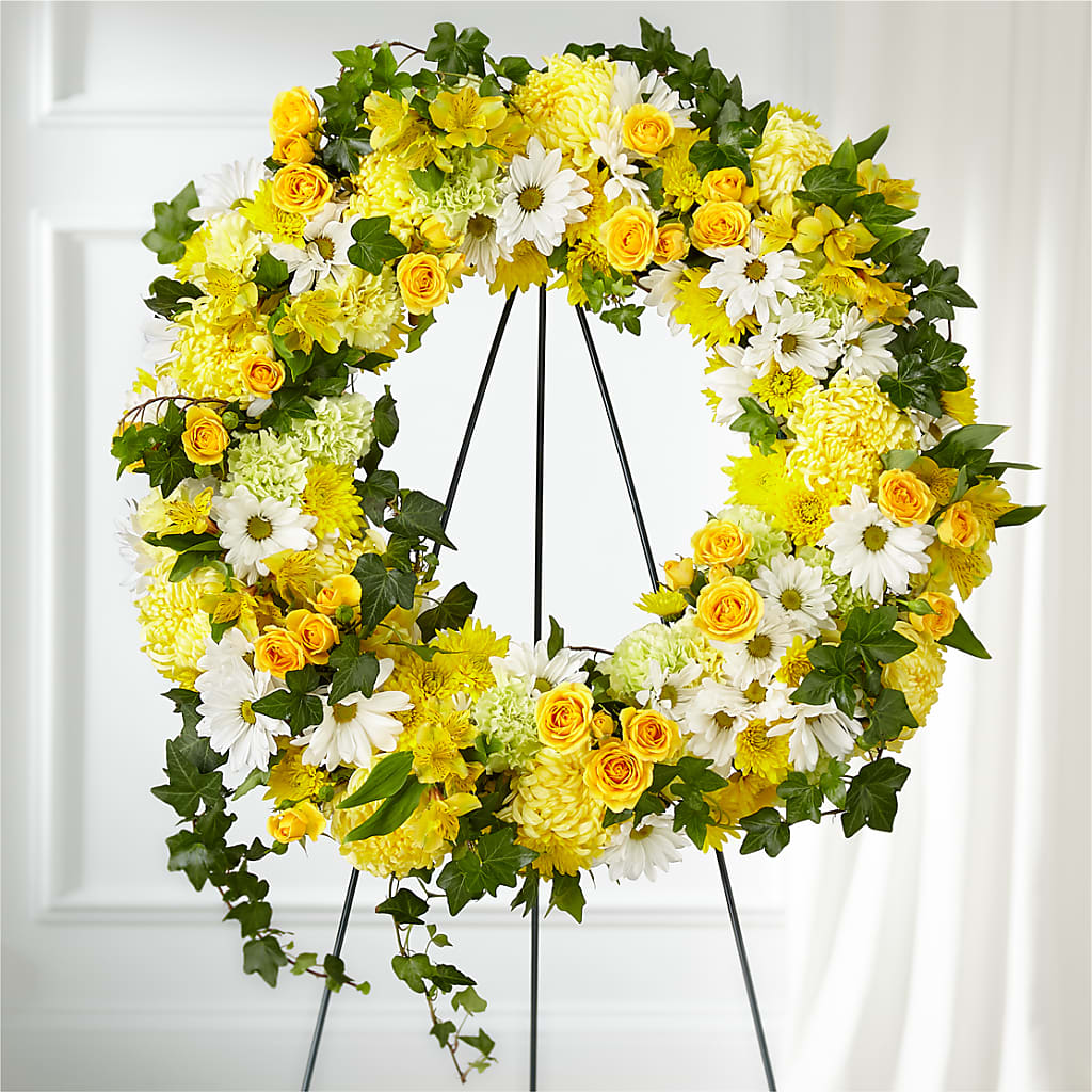 Golden Remembrance Wreath – Seasons Design Studio-fmi, Houston TX