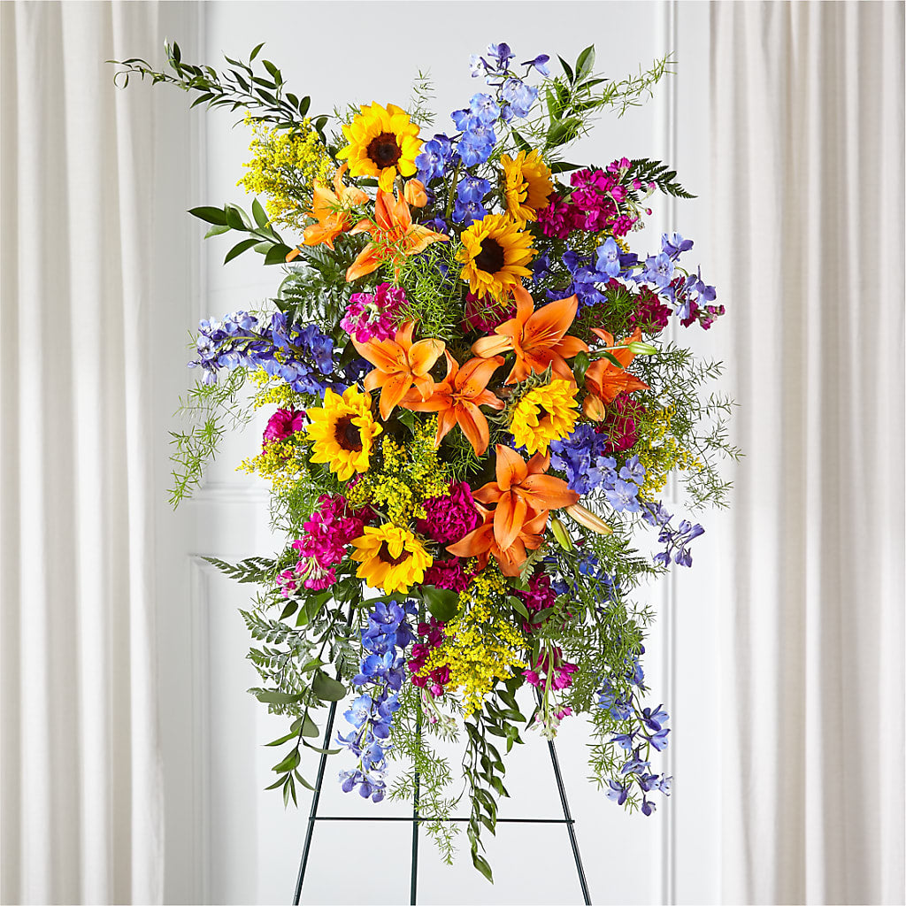 Sunlit Memories Standing Spray (Standard) – Seasons Design Studio-fmi, Houston TX