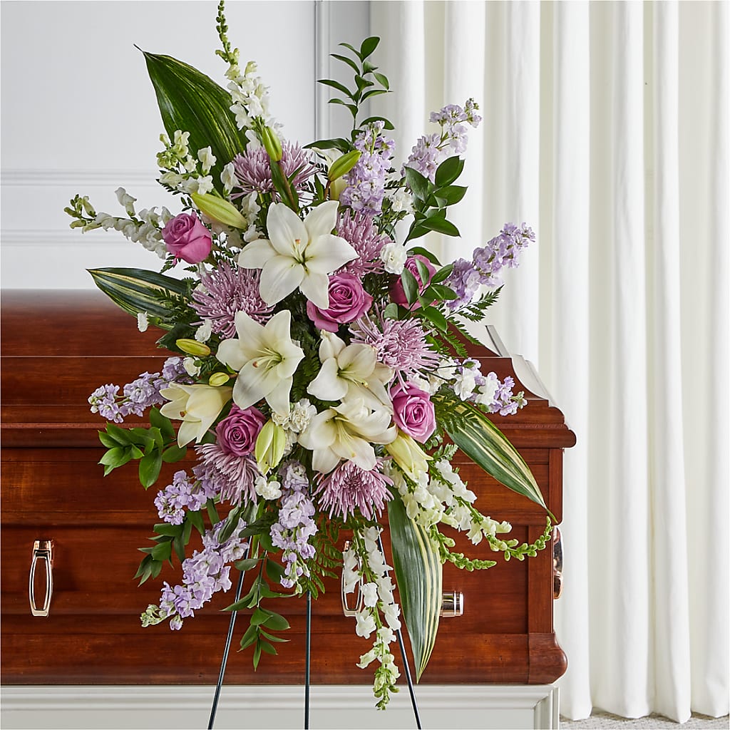 Grateful Hearts Standing Spray – Seasons Design Studio-fmi, Houston TX