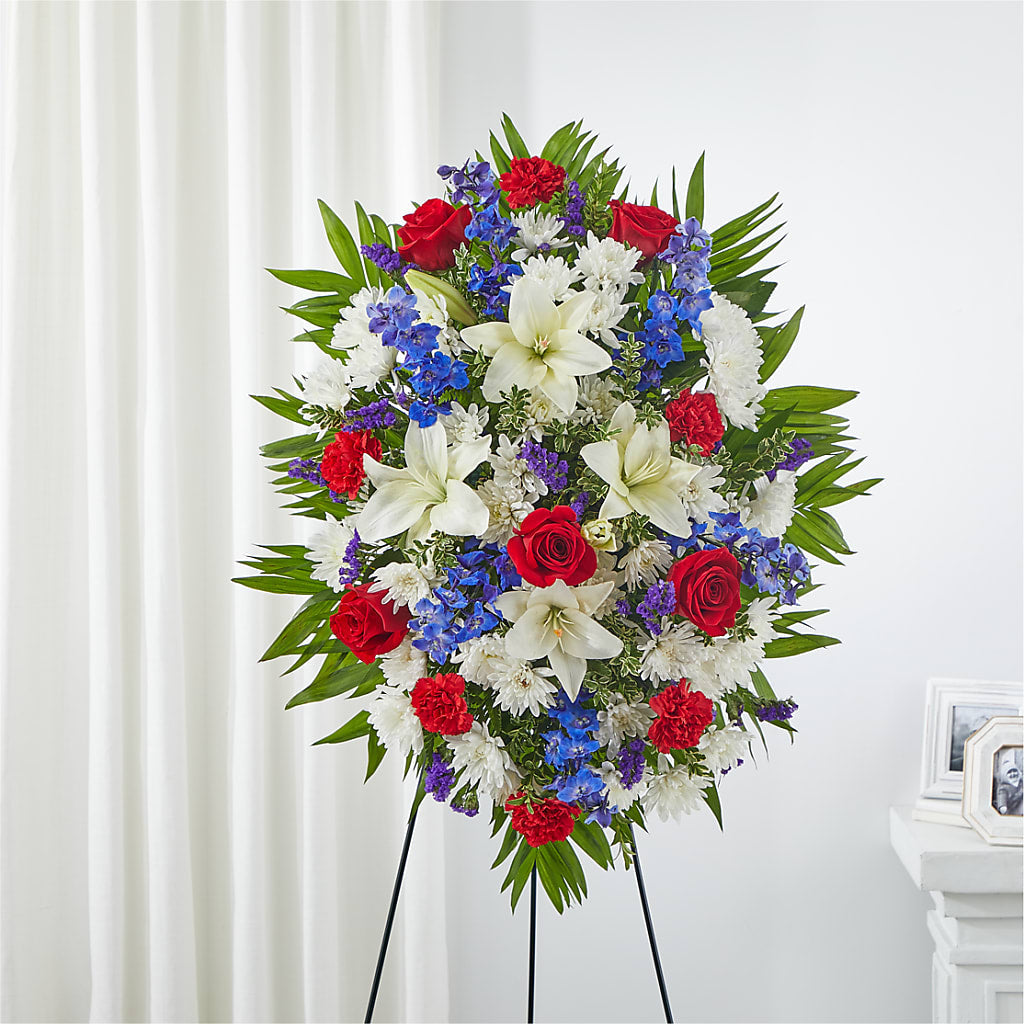 Cherished Service Standing Spray – Seasons Design Studio-fmi, Houston TX