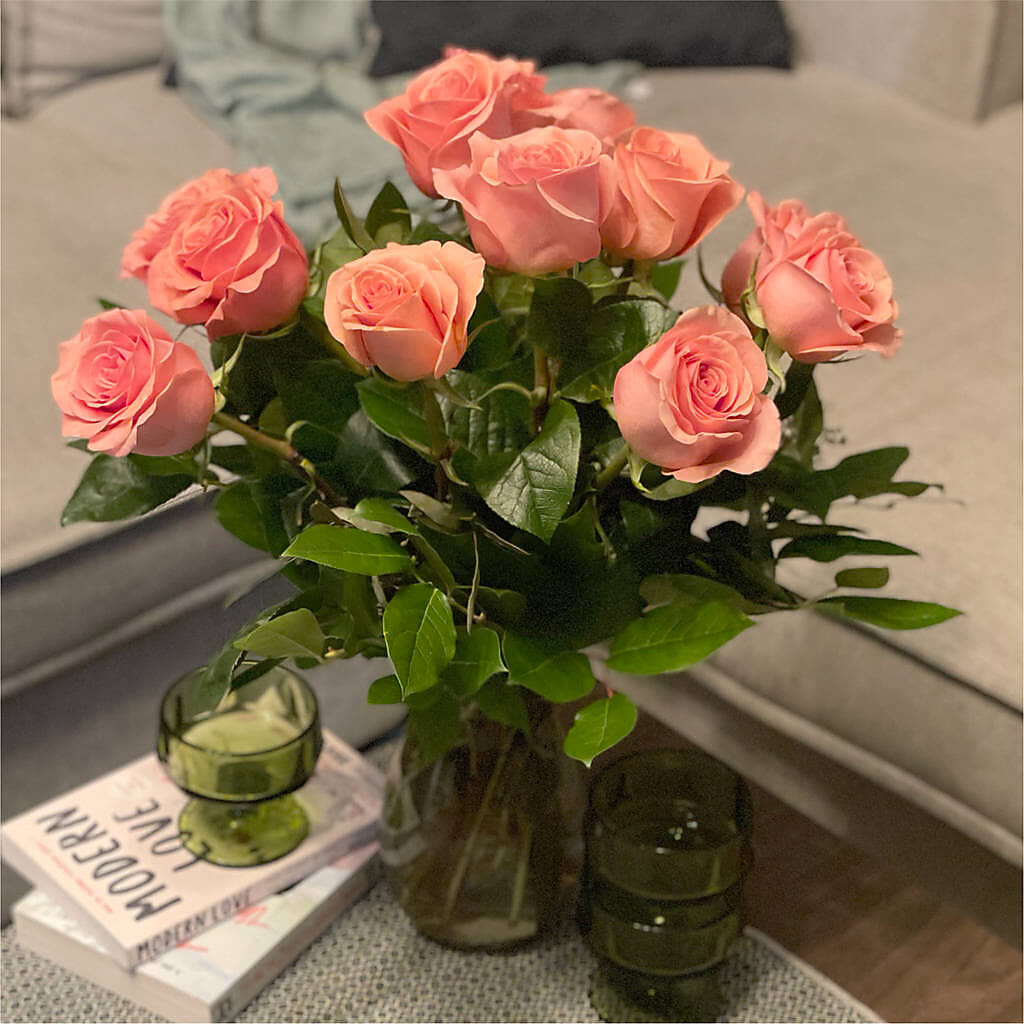 Long Stem Pink Rose Bouquet –  Seasons Design Studio-fmi, Houston TX