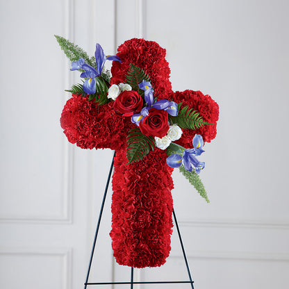 Faithful Hero Floral Cross –  Seasons Design Studio-fmi, Houston TX