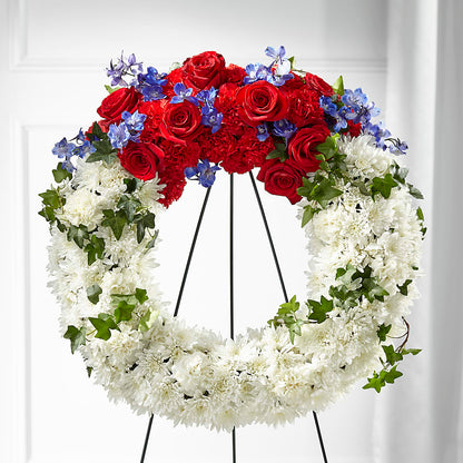 Patriotic Passion Wreath –  Seasons Design Studio-fmi, Houston TX