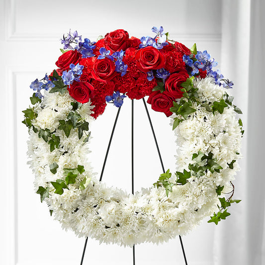 Patriotic Passion Wreath –  Seasons Design Studio-fmi, Houston TX
