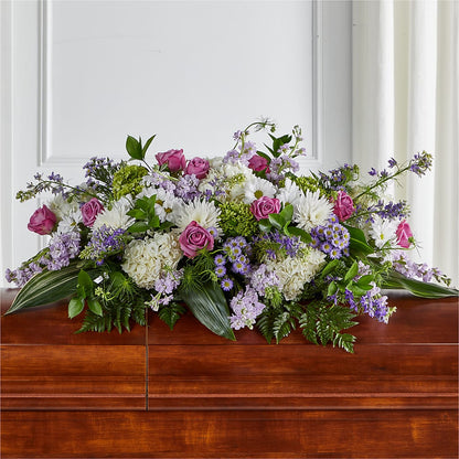 Meadows of Serenity Casket Spray –  Seasons Design Studio-fmi, Houston TX